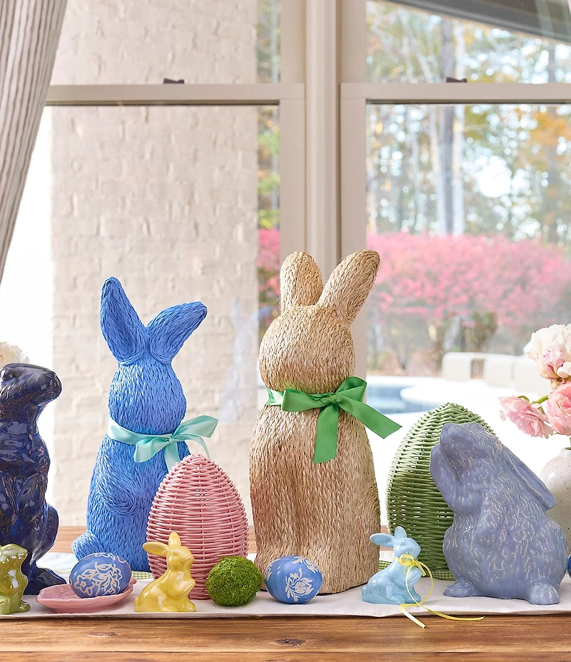 Southern Living Easter Collection Paper Mache Braided Abaca Natural Bunny Figurine