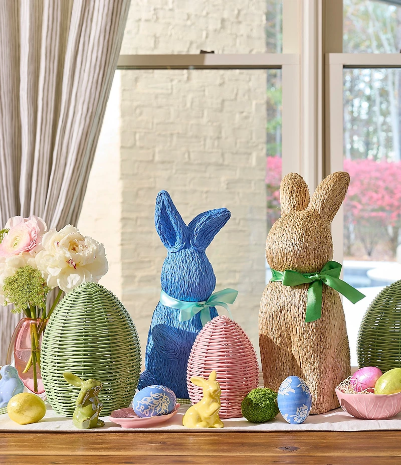 Southern Living Easter Collection Wicker Look Small Pink Egg Tabletop Decor