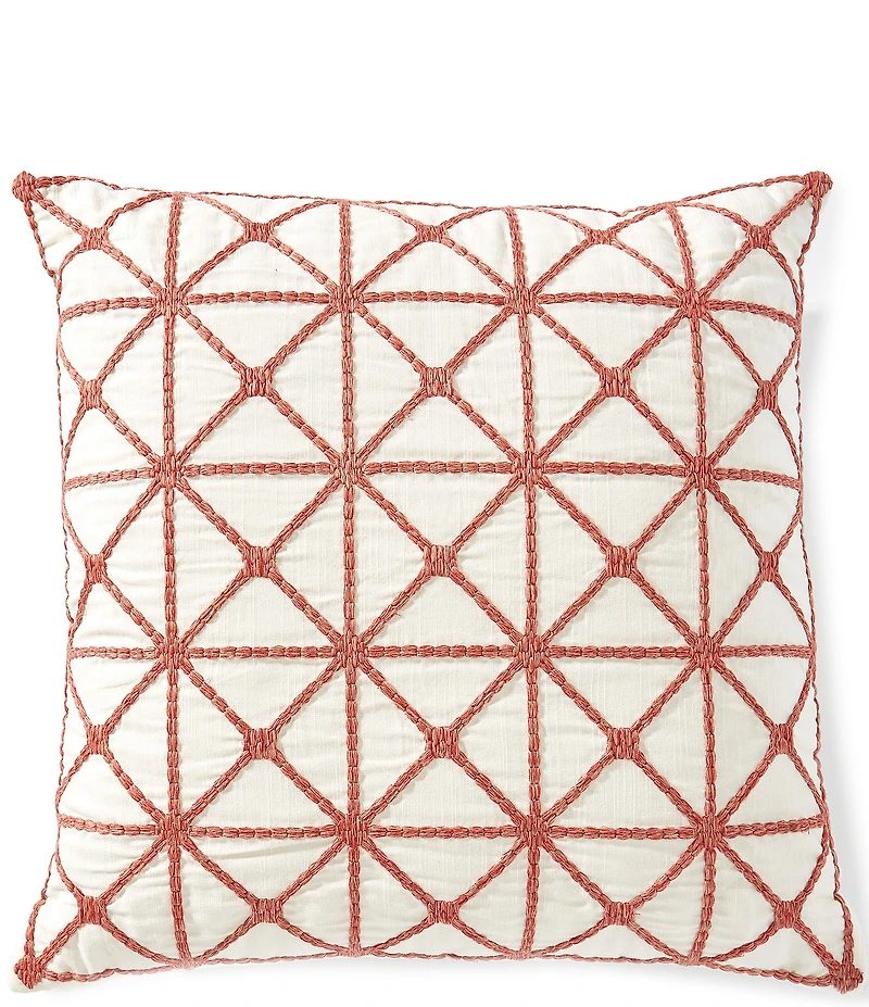 Southern Living Embroidered Lattice Decorative Square Pillow