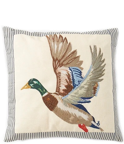 Southern Living Embroidered Mallard Print Square Pillow