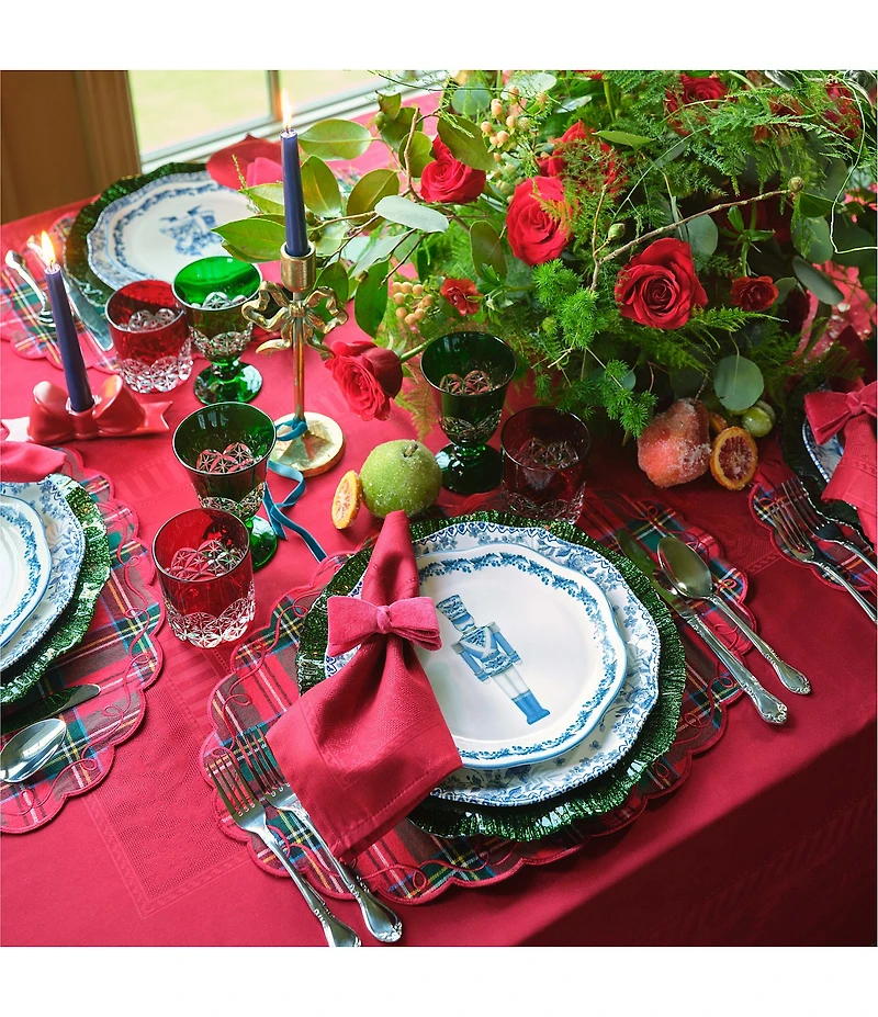 Southern Living Embroidered Plaid Oval Placemats, Set of 2