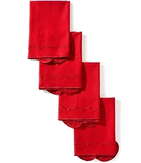 Southern Living Embroidered Scalloped Napkins, Set of 4