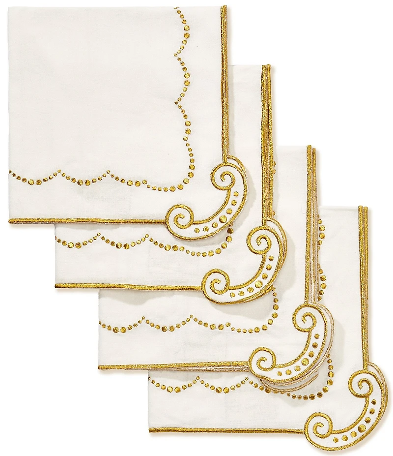 Southern Living Embroidered Scalloped Napkins, Set of 4