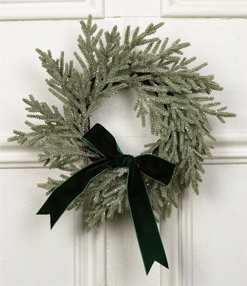 Southern Living Evergreen Collection 13#double; Mini Wreath with Bow
