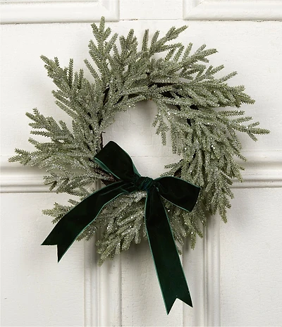 Southern Living Evergreen Collection 13#double; Mini Wreath with Bow