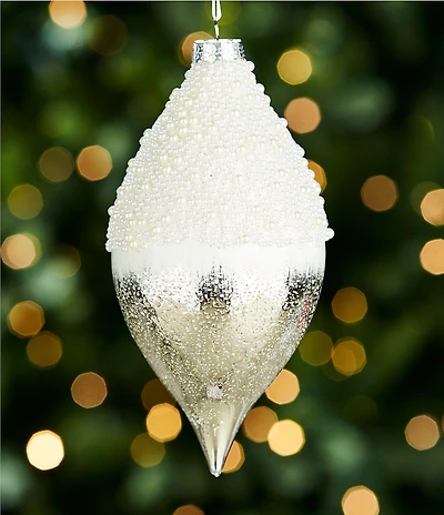 Southern Living Evergreen Collection Beaded Drop Finial Glass Ornament