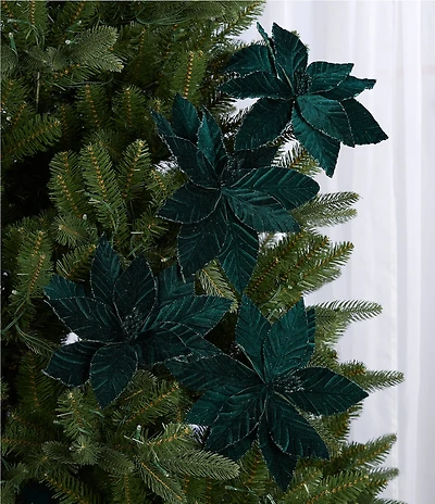 Southern Living Evergreen Collection Fabric Green Flower Pick, Set of 4