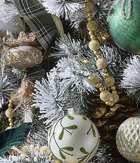 Southern Living Evergreen Collection Glass Finial Ornament with Feathers, Set of 2