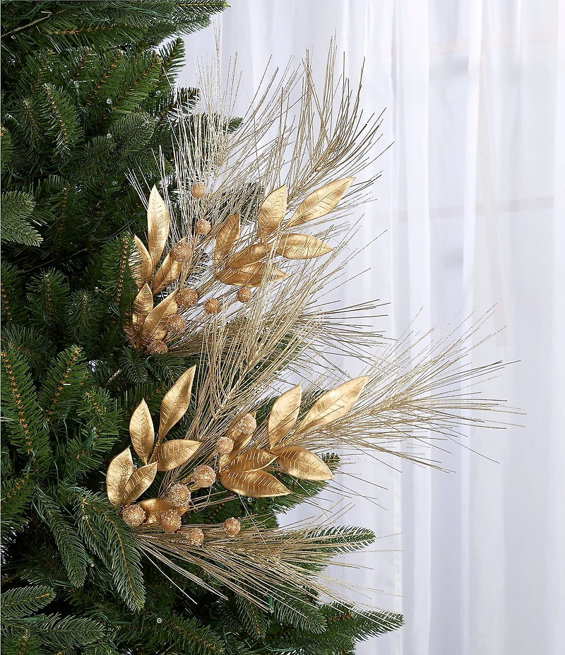 Southern Living Evergreen Collection Gold Leaf and Pine Needle Pick, Set of 2