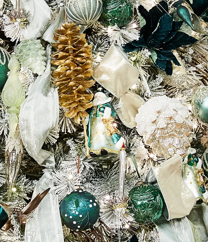 Southern Living Evergreen Collection Green Santa with Staff Glass Ornament