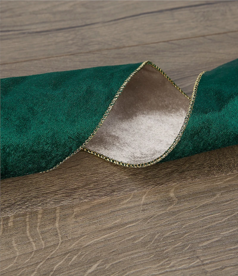 Southern Living Evergreen Collection Reversible Green Velvet 4#double; Ribbon