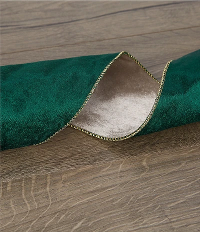 Southern Living Evergreen Collection Reversible Green Velvet 4#double; Ribbon