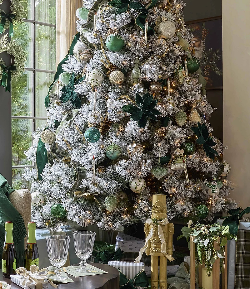 Southern Living Evergreen Collection Sugared Ombre Glass Onion Ornament, Set of 2