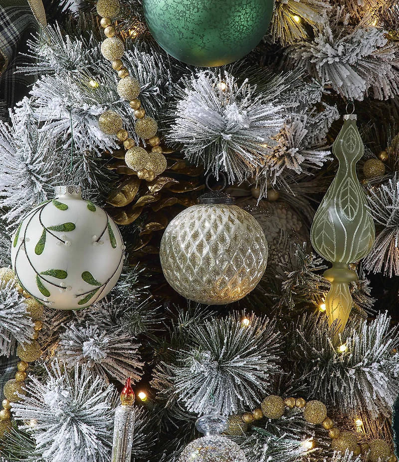 Southern Living Evergreen Collection Textured Honeycomb Glass Ball Ornament, Set of 2