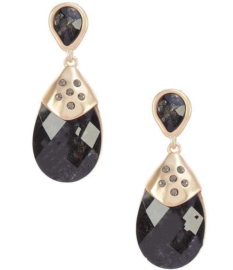 Southern Living Faceted Jet Stone Double Drop Earrings