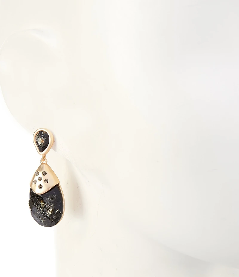 Southern Living Faceted Jet Stone Double Drop Earrings