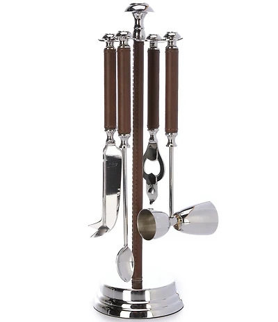 Southern Living Faux Leather Bar Tool Set