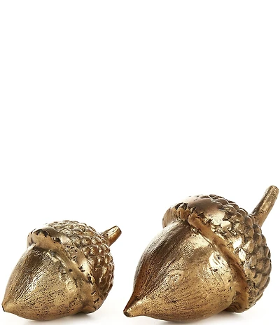 Southern Living Festive Fall Collection Brass Finish Acorn Decor, Set of 2