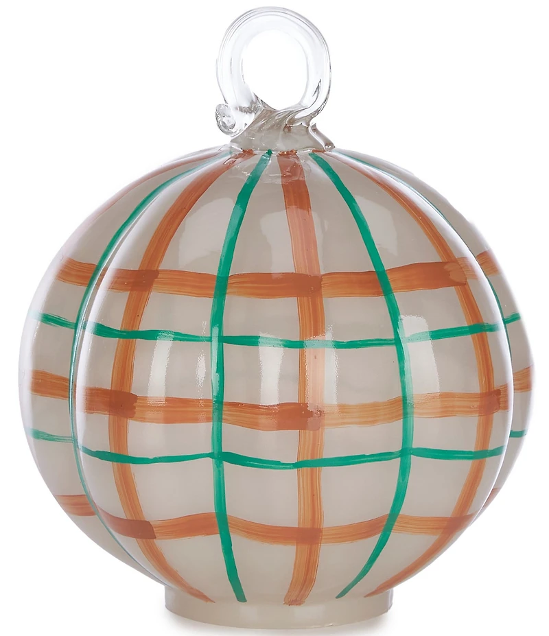 Southern Living Festive Fall Collection Plaid Blow Glass Pumpkin