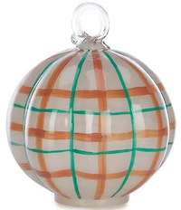 Southern Living Festive Fall Collection Plaid Blow Glass Pumpkin