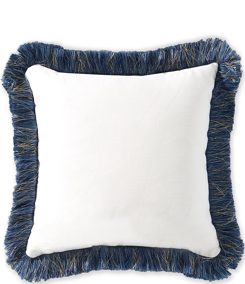 Southern Living Floral Bee Fringe Trim Square Pillow