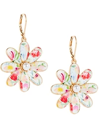 Southern Living Floral Print Ceramic Flower Drop Earrings