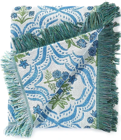 Southern Living Floral Tapestry Fringed Throw