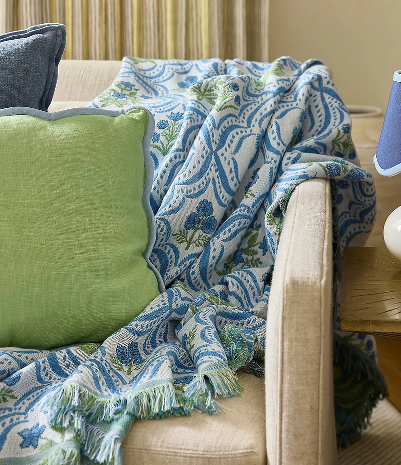 Southern Living Floral Tapestry Fringed Throw