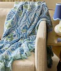 Southern Living Floral Tapestry Fringed Throw