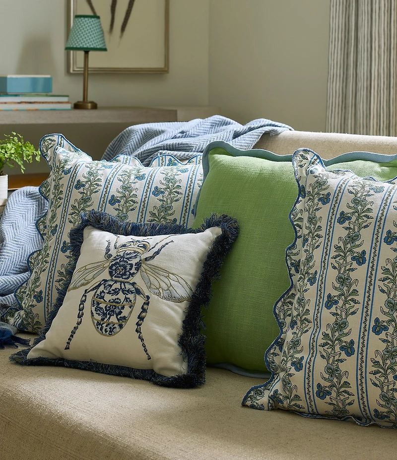 Southern Living Floral Trellis Scallop Edge Square Pillow