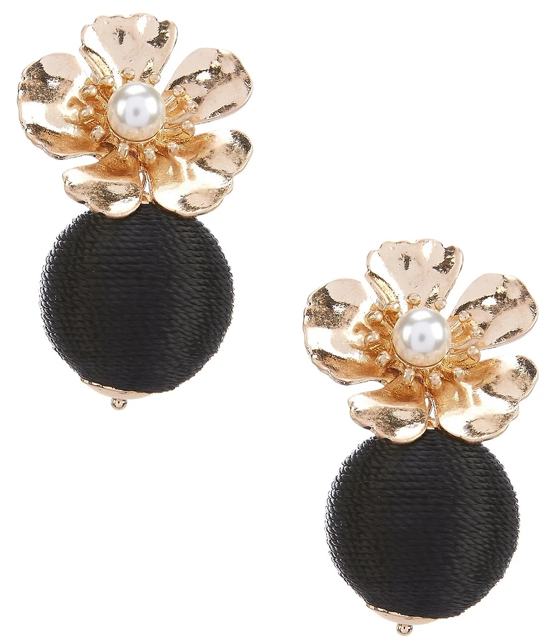Southern Living Resort Flower Drop Thread Wrapped Ball Earrings