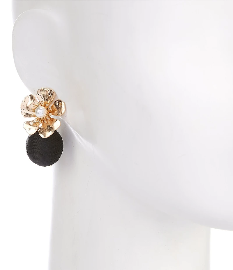 Southern Living Resort Flower Drop Thread Wrapped Ball Earrings