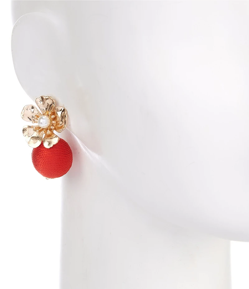 Southern Living Resort Flower Drop Thread Wrapped Ball Earrings