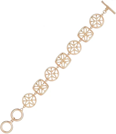 Southern Living Flower Open Metal Round & Square Link Line Bracelet