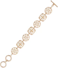 Southern Living Flower Open Metal Round & Square Link Line Bracelet