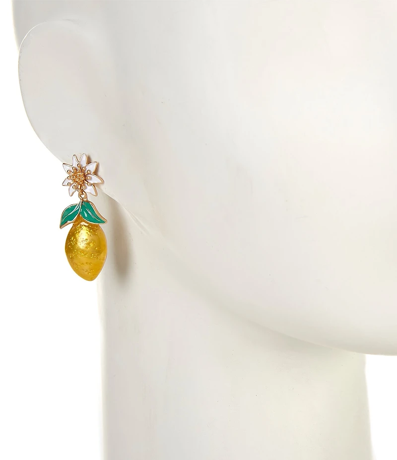 Southern Living Flower Stud Lemon Charm Drop Earrings