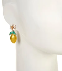Southern Living Flower Stud Lemon Charm Drop Earrings