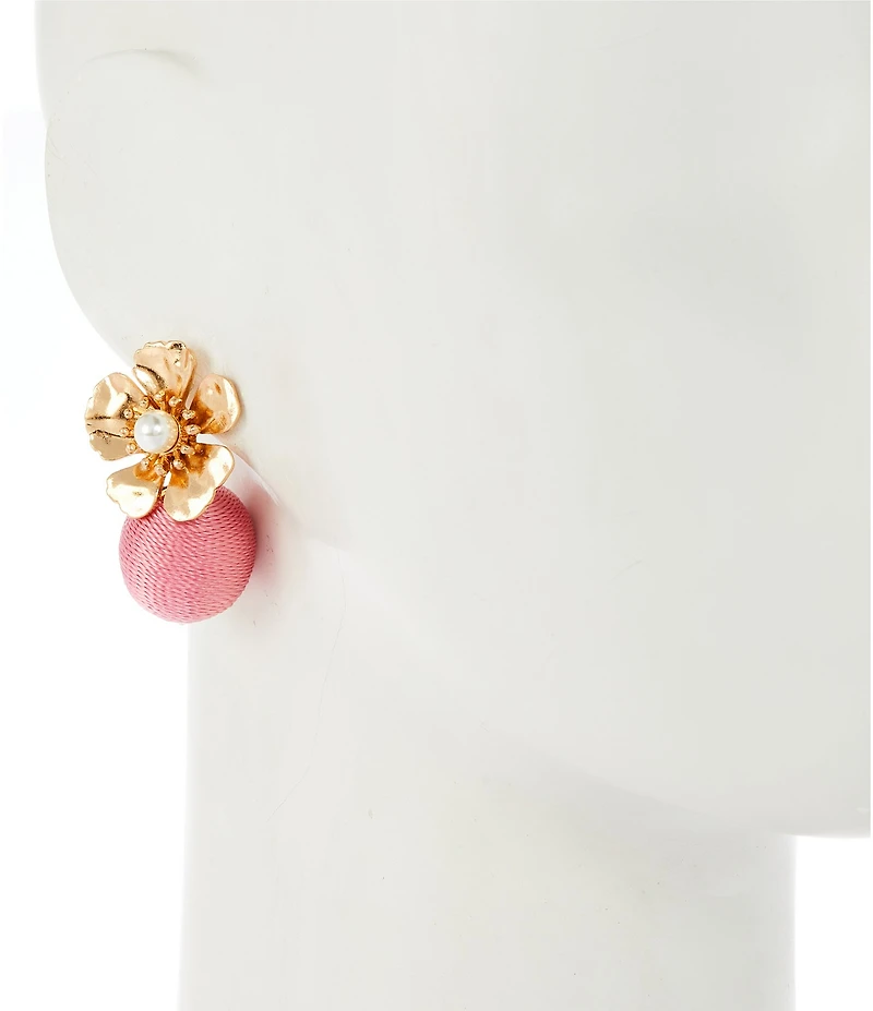 Southern Living Flower Thread Wrapped Ball Drop Earrings