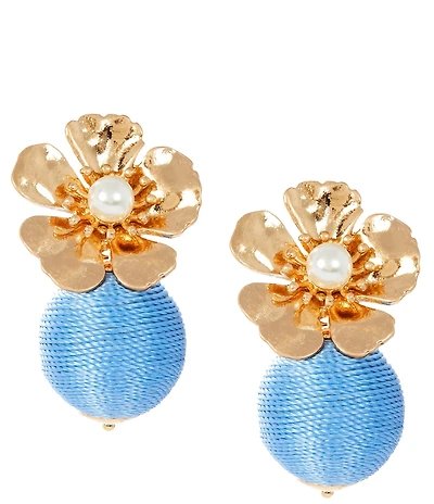 Southern Living Flower Thread Wrapped Ball Drop Earrings