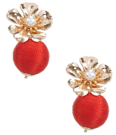 Southern Living Flower Thread Wrapped Ball Drop Earrings