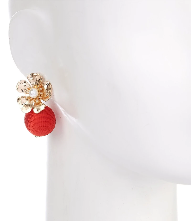 Southern Living Flower Thread Wrapped Ball Drop Earrings