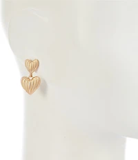 Southern Living Fluted Heart Metal Double Drop Earrings