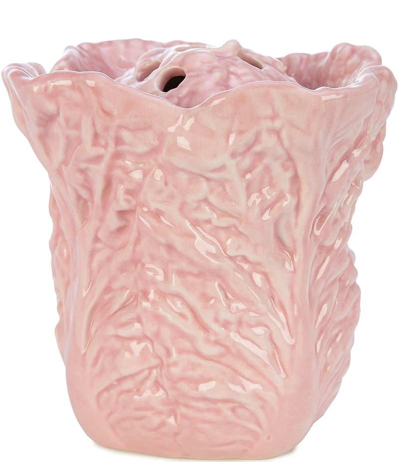 Southern Living Frog Flower Arranging Glazed Stoneware Cabbage Vase