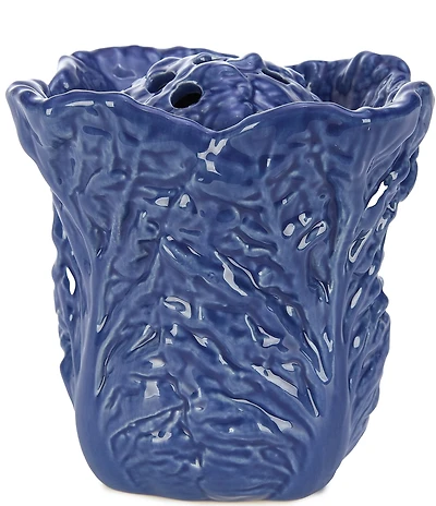 Southern Living Frog Flower Arranging Glazed Stoneware Cabbage Vase