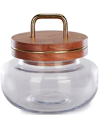 Southern Living Glass Canister with Acacia & Gold Metal Lid, 24oz