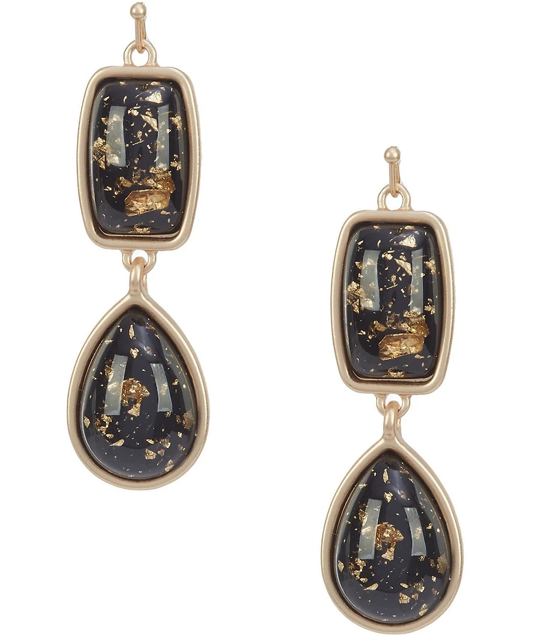 Southern Living Gold Speckled Jet Cab Double Linear Earrings
