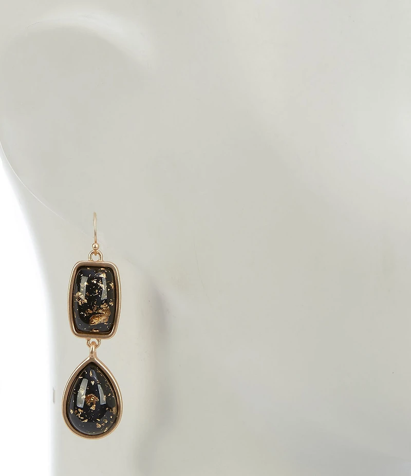 Southern Living Gold Speckled Jet Cab Double Linear Earrings