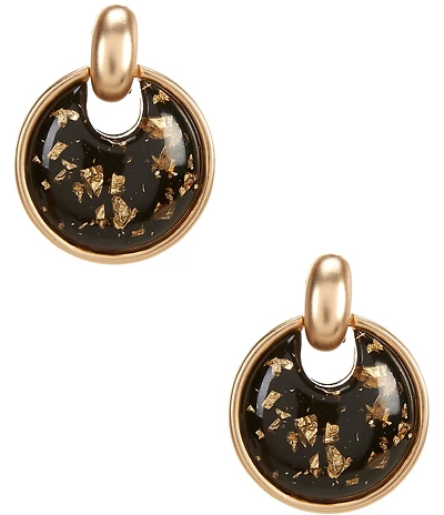 Southern Living Gold Speckled Jet Door Knocker Orbital Earrings