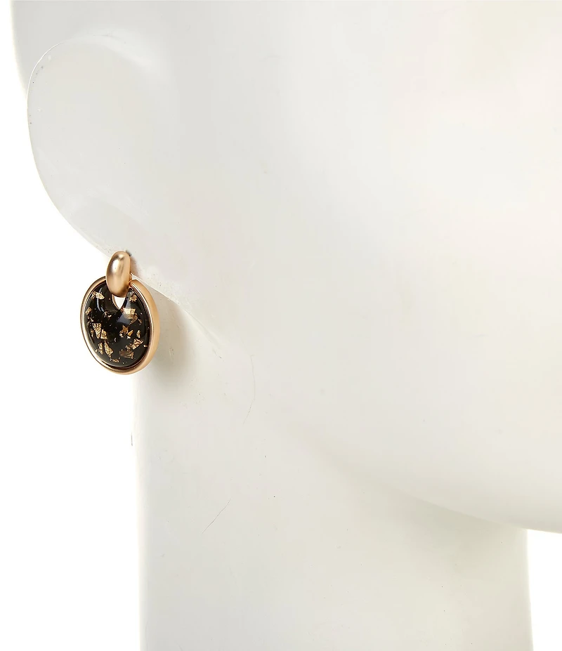 Southern Living Gold Speckled Jet Door Knocker Orbital Earrings