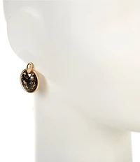 Southern Living Gold Speckled Jet Door Knocker Orbital Earrings